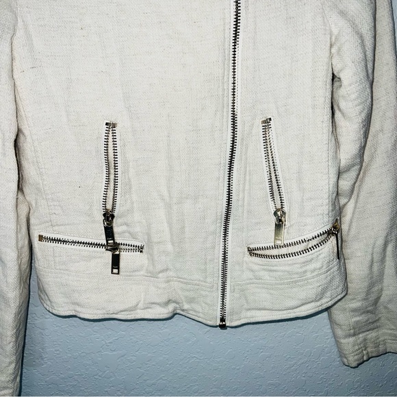 DKNY Linen Blend Moto Jacket w Wide Lapels Asymmetric Zip Front Size XS - Picture 10 of 10
